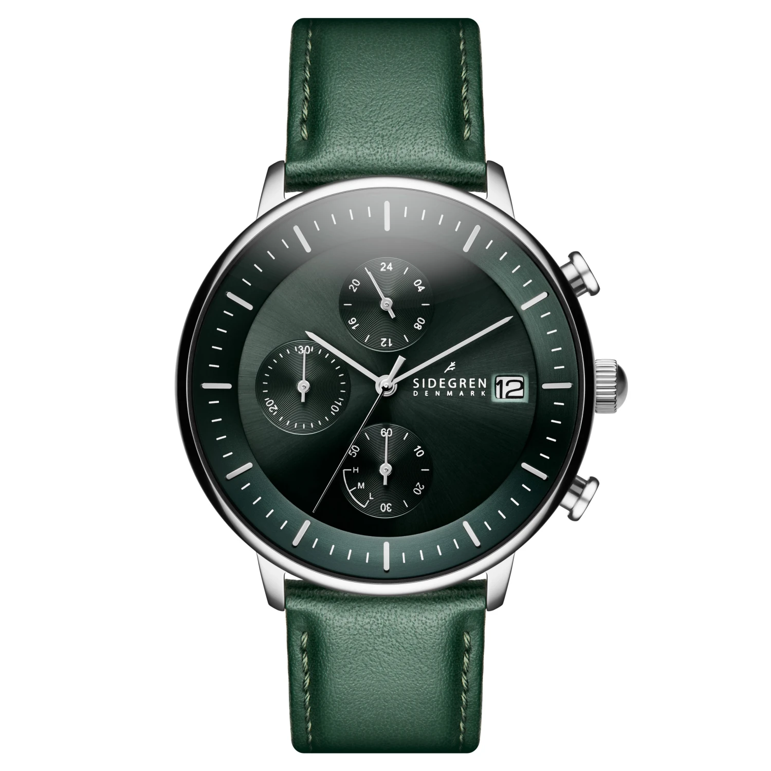 Sidegren Solis | Montre chronographe verte à énergie solaire 3 Sidegren Solis | Montre chronographe verte à énergie solaire