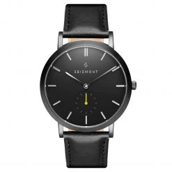 Seizmont Montre minimaliste Aether Ivano noire et jaune