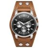 Seizmont Iphios | Montre chronographe noire et brune en acier inoxydable avec bracelet manchette en cuir 2 Seizmont Iphios | Montre chronographe noire et brune en acier inoxydable avec bracelet manchette en cuir -MONTRES Soldes 1 1ipsos