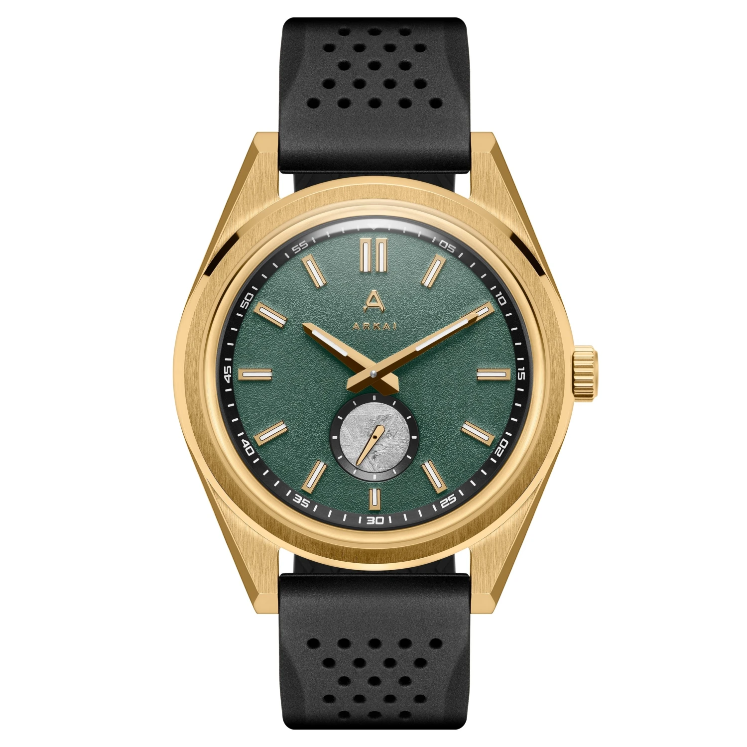 Arkai Mond | Montre Meteorite en acier inoxydable couleur vert et or 3 Arkai Mond | Montre Meteorite en acier inoxydable couleur vert et or