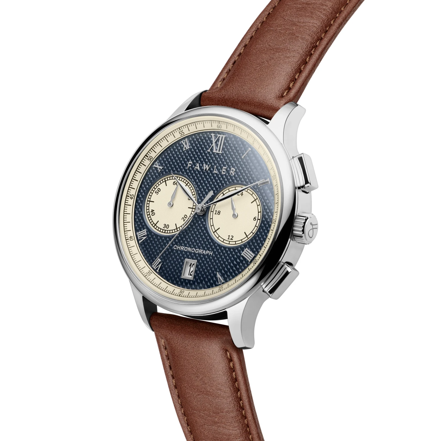 Fawler Cicero | Montre chronographe vintage bleue 7 Fawler Cicero | Montre chronographe vintage bleue – Image 5
