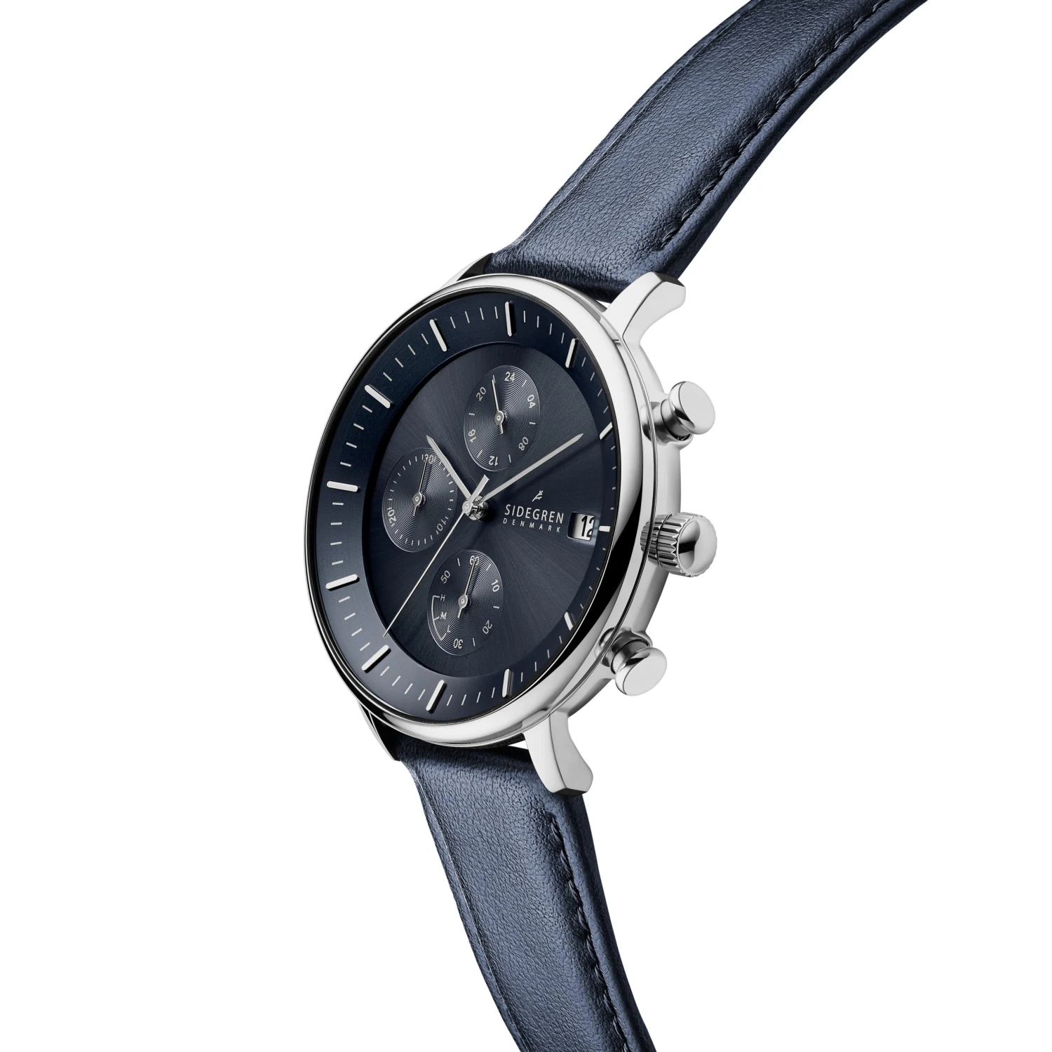 Sidegren Solis | Montre chronographe bleue à énergie solaire 5 Sidegren Solis | Montre chronographe bleue à énergie solaire – Image 3