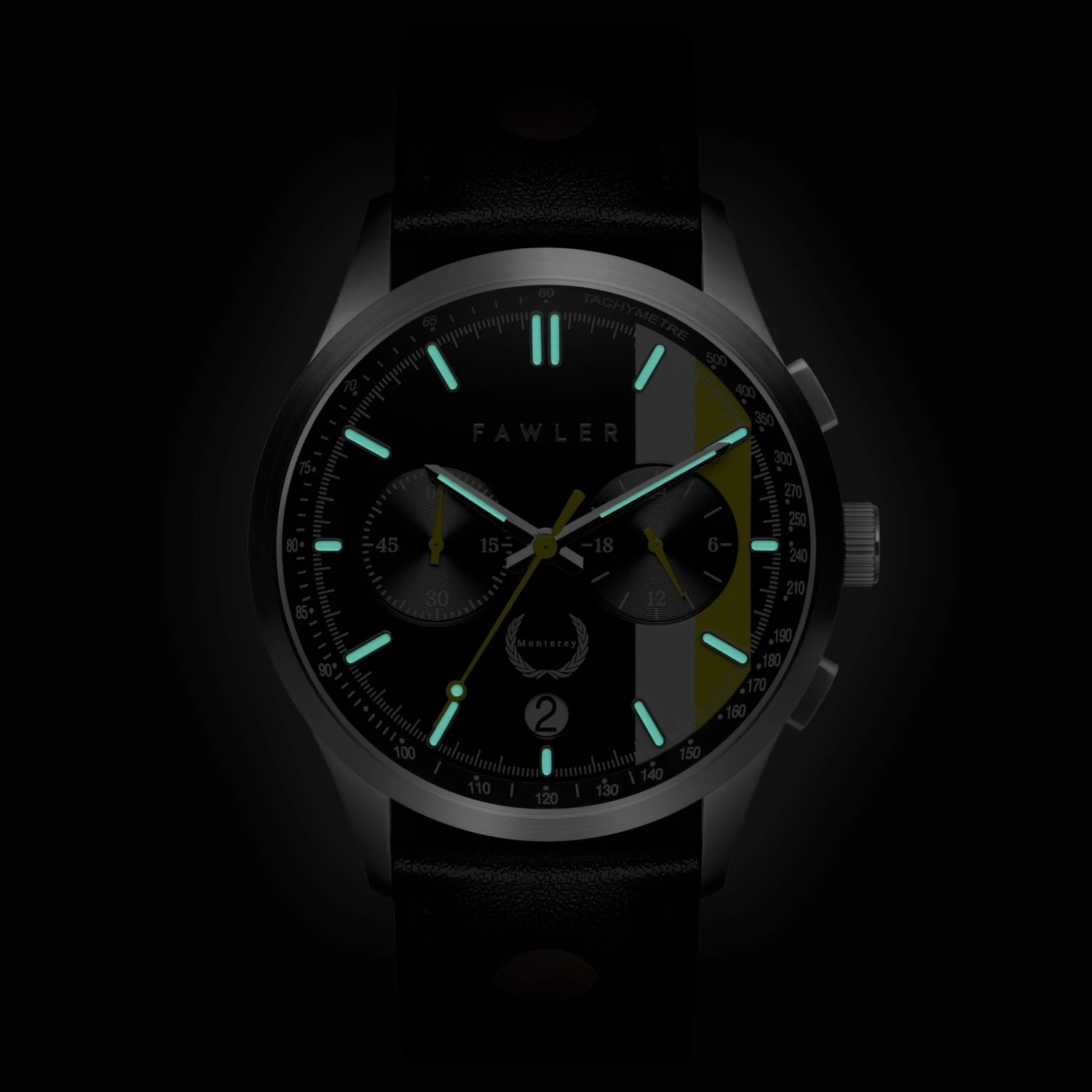 Fawler Monterey | Montre de course jaune et noire 7 Fawler Monterey | Montre de course jaune et noire – Image 5