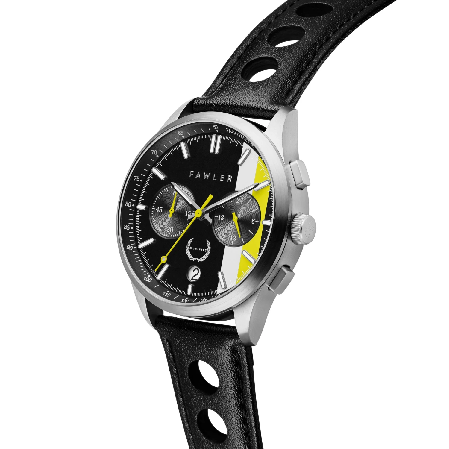 Fawler Monterey | Montre de course jaune et noire 8 Fawler Monterey | Montre de course jaune et noire – Image 6