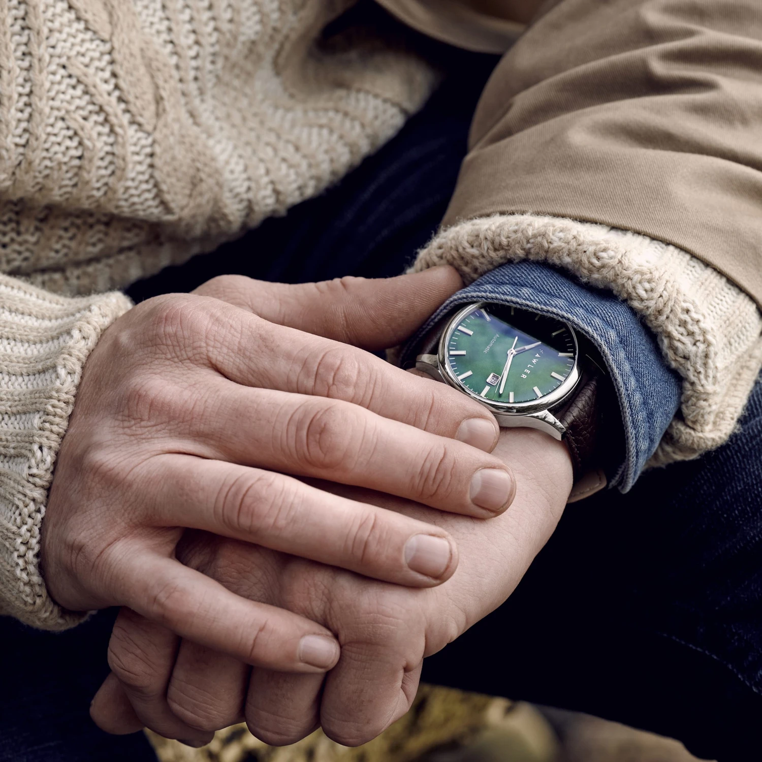 Fawler Timon | Montre automatique à cadran en nacre verte 4 Fawler Timon | Montre automatique à cadran en nacre verte – Image 2