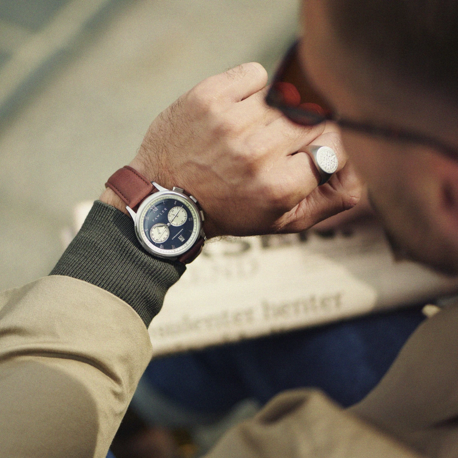 Fawler Cicero | Montre chronographe vintage bleue 4 Fawler Cicero | Montre chronographe vintage bleue – Image 2