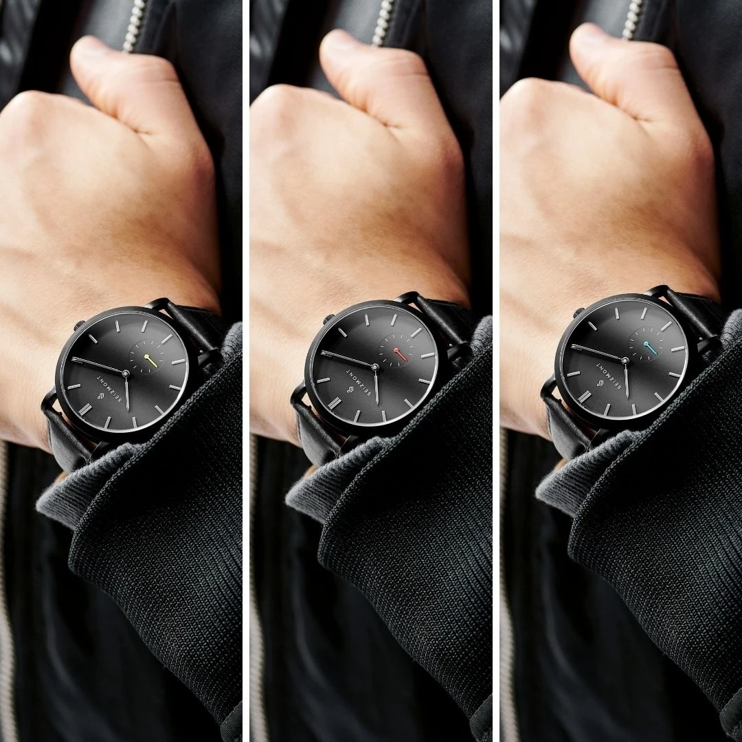 Seizmont Montre minimaliste Aether Iusef noire et bleue 7 Seizmont Montre minimaliste Aether Iusef noire et bleue – Image 5